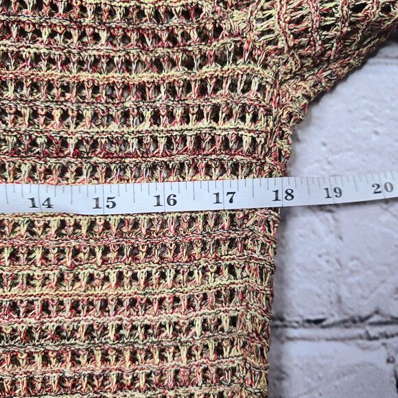 Jones New York Crochet Knit Multicolor Red Yellow Button Up Cardigan Sweater - Picture 8 of 9